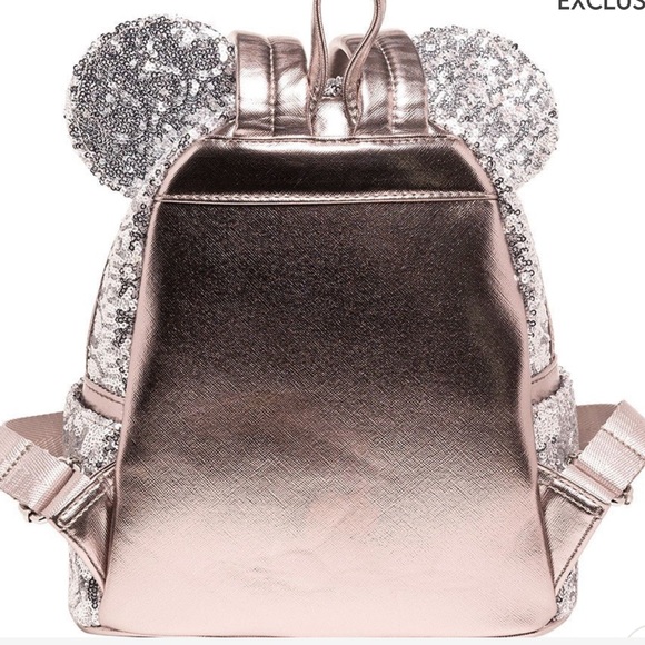 Loungefly Disney Minnie Mouse Silver Sequin Mini Backpack - Picture 2 of 9